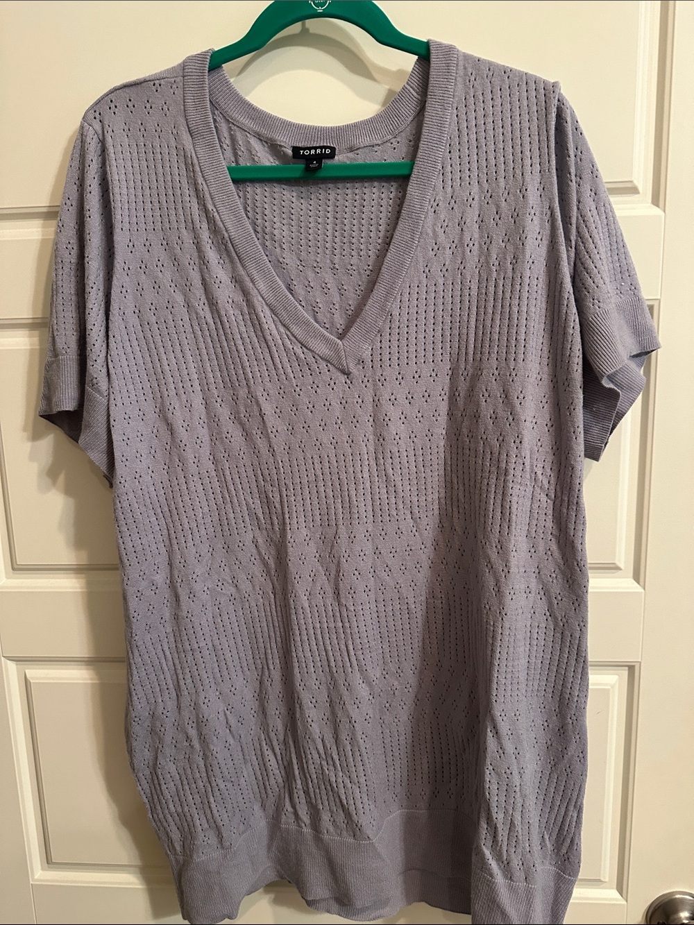 torrid Lavender Pointelle V-Neck Knit Top
